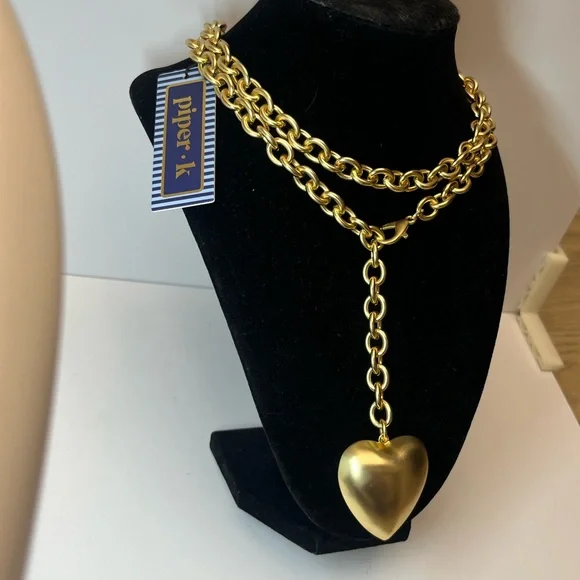 NWT ⚜️💛⚜️ Piper K Gorgeous Golden Tone Heart Pendant Convertible Necklace - Picture 12 of 15